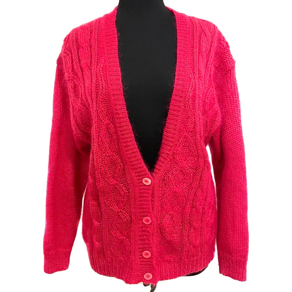 Vintage Raspberry Cardigan Sweater